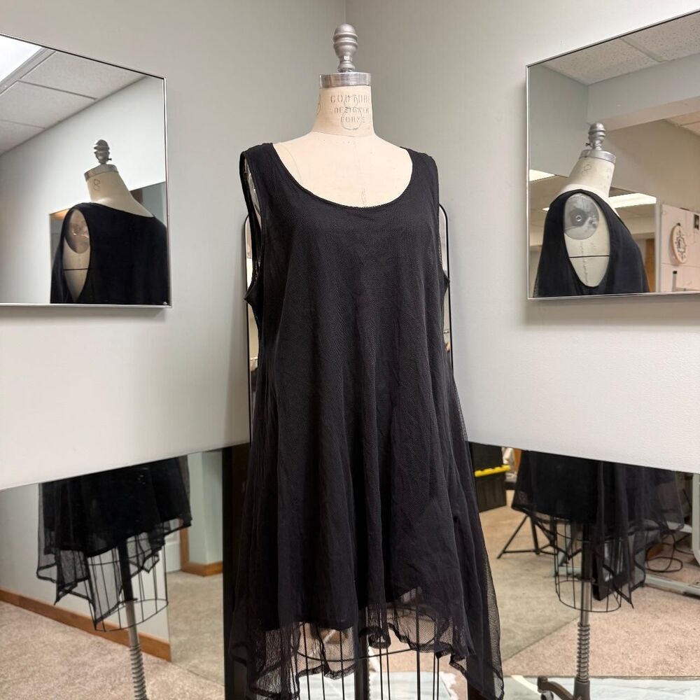 Black Mesh Asymmetrical Dress